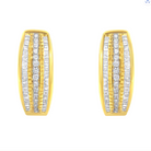 10K Yellow Gold 3/4 Cttw Pave and Channel Set Diamond Triple Row Modern Hoop Earrings (I-J Color, I2-I3 Clarity) - Stormyjay