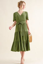 And The Why Soft Short Sleeve Tiered Midi Dress - Stormyjay