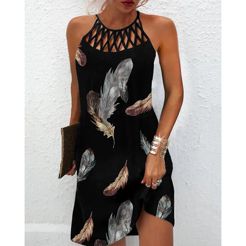 Fashion Print Casual Halter neck Dresses for Women Summer Clothes - Stormyjay