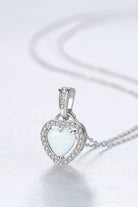 Opal Heart Pendant 925 Sterling Silver Necklace - Stormyjay