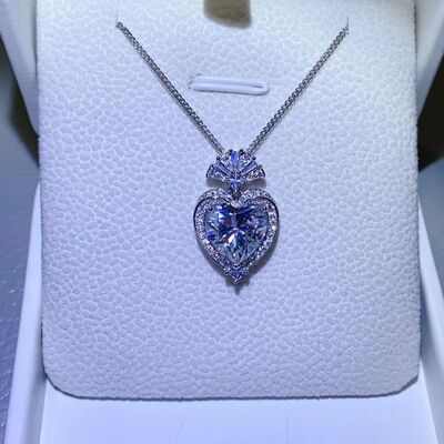 3 Carat Moissanite 925 Sterling Silver Heart Pendant Necklace - Stormyjay