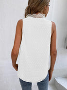 Swiss Dot Lace Detail V-Neck Tank - Stormyjay