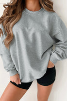 Parchment Solid Fleece Loose Crew Neck Sweatshirt - Stormyjay