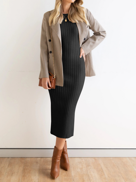 Stretchy Casual Midi Dress With Slit H4QDHW3WHN - Stormyjay