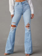 Distressed Bootcut Jeans with Pockets - Stormyjay