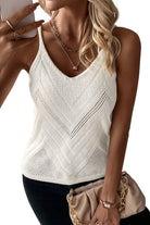 Parchment Chevron Pointelle Knit Cami Top - Stormyjay