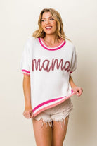 BiBi MAMA Contrast Trim Short Sleeve Sweater - Stormyjay