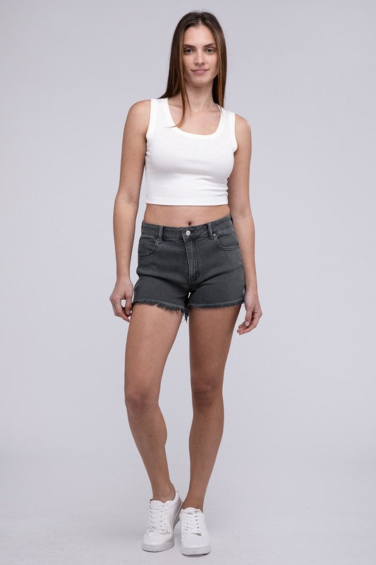 Acid Washed Frayed Cutoff Hem Shorts - Stormyjay