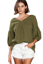 White Plain Gauze Cotton V Neck Top for Women - Stormyjay