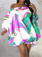 Off-Shoulder Print Batwing Dress HWFUCLBDKB - Stormyjay