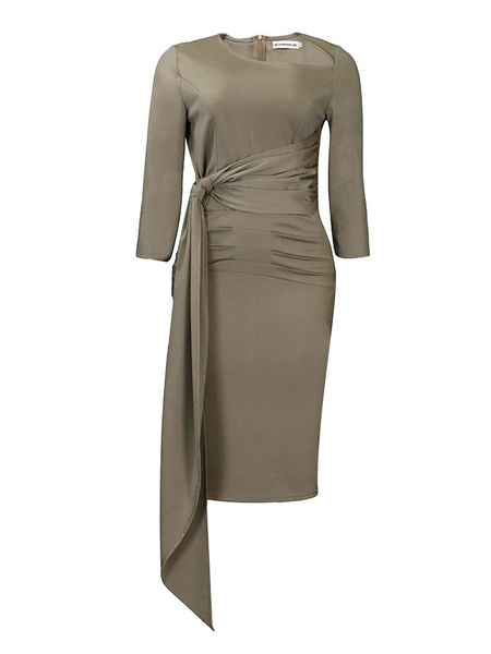 Pleated Tie Waist Wrap Dress  H6BQHEDAKN - Stormyjay