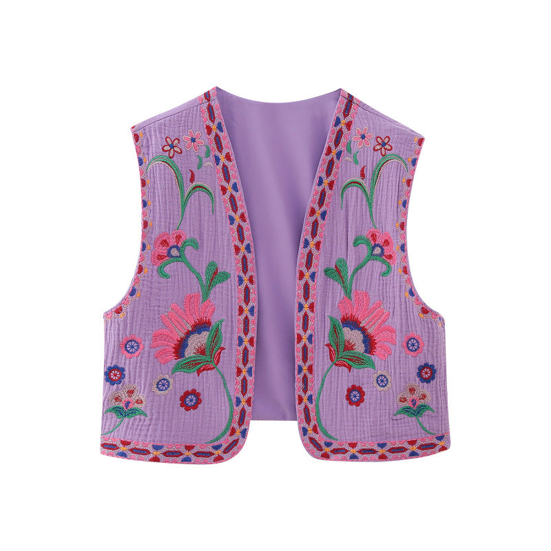 New Ladies Fashion Embroidered Cardigan Vest Vest - Stormyjay