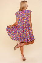 Haptics Frilled Mock Neck Ditsy Floral Dress - Stormyjay