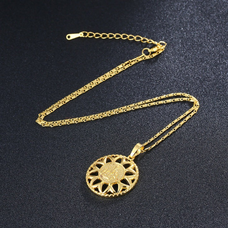 Explore our fashionable sunflower necklace, a stylish jewelry option designed for both men and women. - Stormyjay