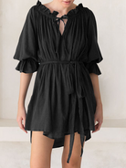 One-Line Necklace Hem Ruffled Dress  HWFC29YNQ5 - Stormyjay