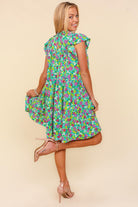 Haptics Frilled Mock Neck Ditsy Floral Dress - Stormyjay