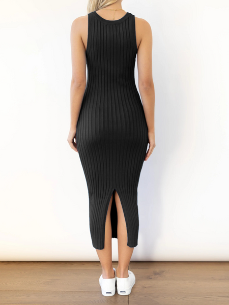 Stretchy Casual Midi Dress With Slit H4QDHW3WHN - Stormyjay