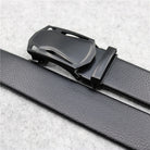 Microfiber Leather Ratchet Belt Adjustable Automatic Buckle Black Belts For Men - Stormyjay