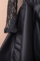 Black Long Sleeve Lace High Low Satin Prom Dress - Stormyjay