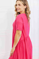 BOMBOM Another Day Swiss Dot Casual Dress in Fuchsia - Stormyjay