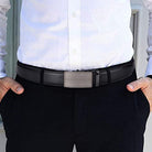 Microfiber Leather Mens Ratchet Belt, Belts For Men Adjustable Automatic Buckle - Stormyjay