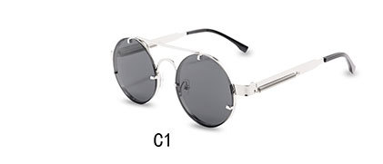 Round Steampunk Sunglasses Brand Design Men Women Metal Punk - Stormyjay