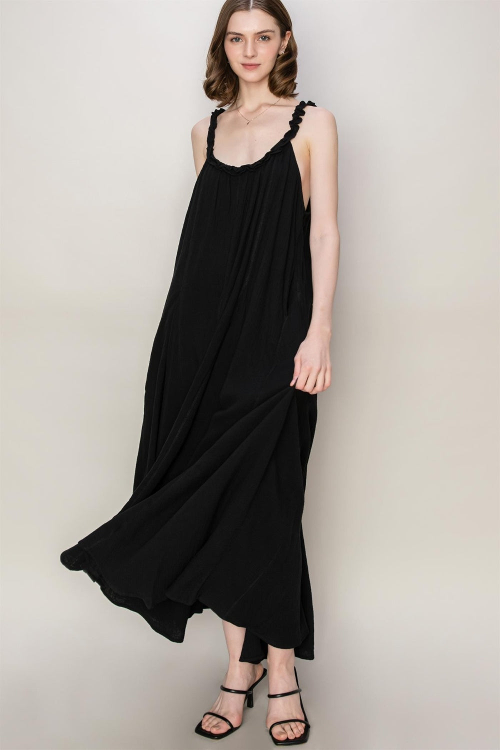 HYFVE Frill Sleeveless A-Line Maxi Dress - Stormyjay