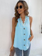 Swiss Dot Lace Detail V-Neck Tank - Stormyjay