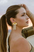 18K Gold Plated Fan Fringe Dangle Earrings