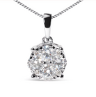 14k White 1.00 Cttw Lab Grown Diamond Cluster Pendant 18" Necklace (G-H Color, VS1-VS2 Clarity) - Stormyjay