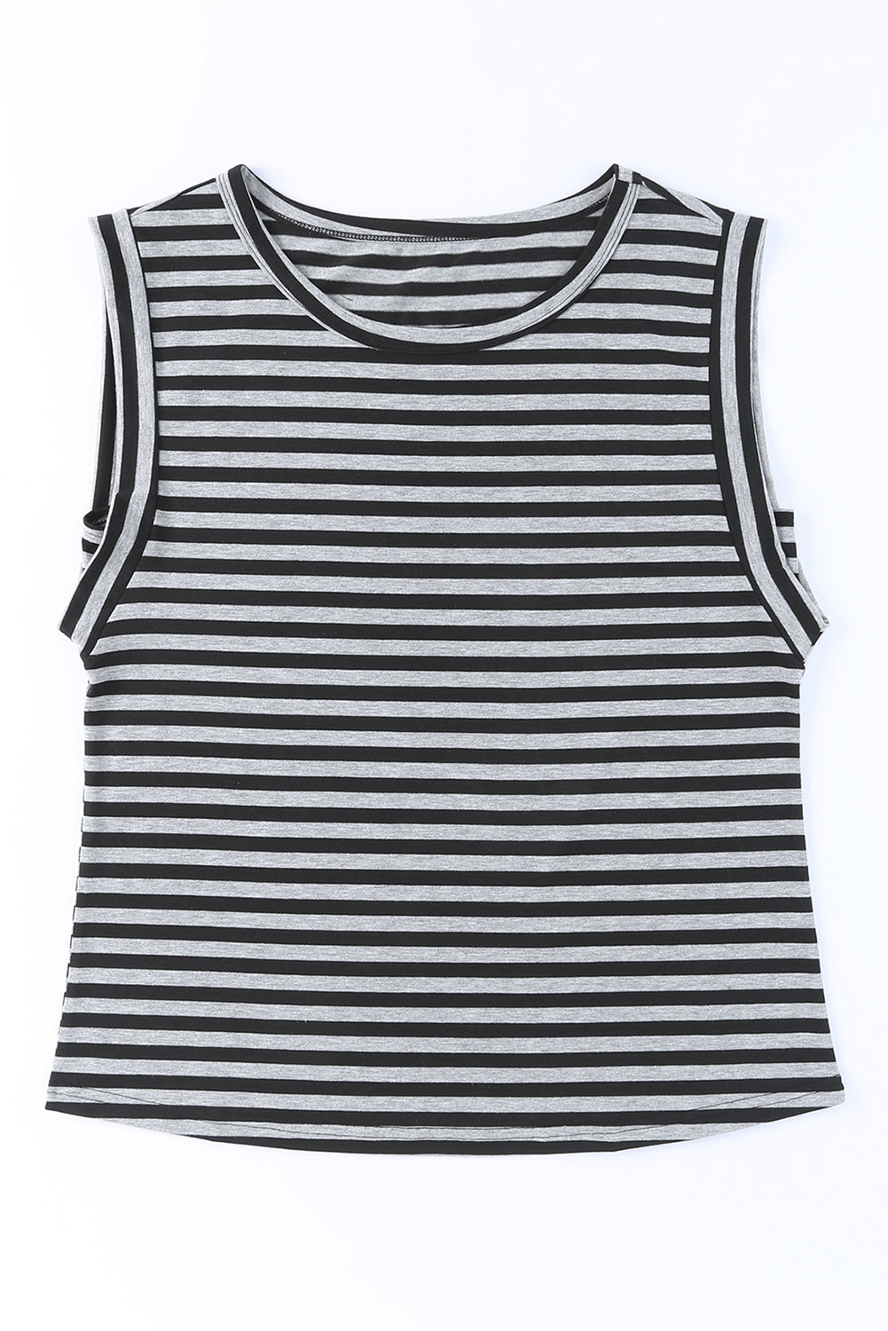 Black Striped Summer Top Casual Sleeveless T Shirt for Women - Stormyjay