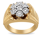 14K Yellow Gold Plated .925 Sterling Silver 1/3 Cttw Miracle-Set Floral Diamond Cluster Ring (I-J Color, I1-I2 Clarity) - Stormyjay