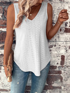 Eyelet V-Neck Wide Strap Tank - Stormyjay