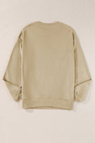 Parchment Solid Fleece Loose Crew Neck Sweatshirt - Stormyjay