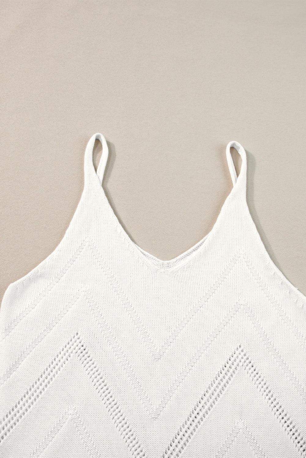 Parchment Chevron Pointelle Knit Cami Top - Stormyjay