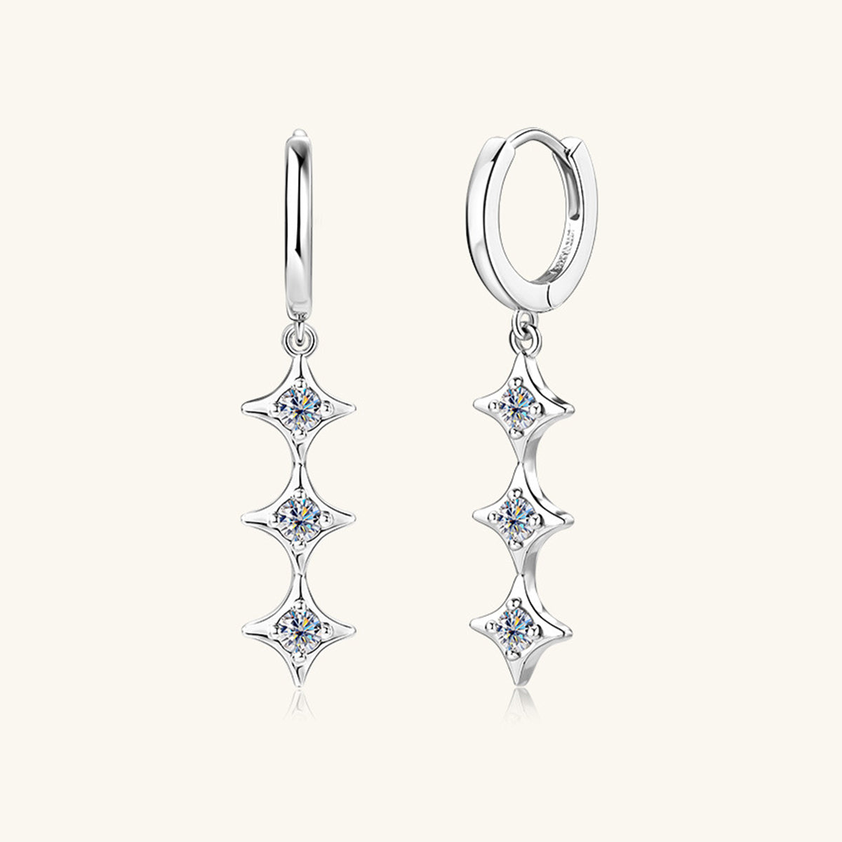 Moissanite 925 Sterling Silver Geometric Shape Earrings - Stormyjay