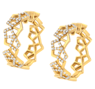 14K Yellow Gold 3/4 Cttw Diamond Honeycomb Hoop Earrings (G-H Color, SI1-SI2 Clarity) - 24MM - Stormyjay