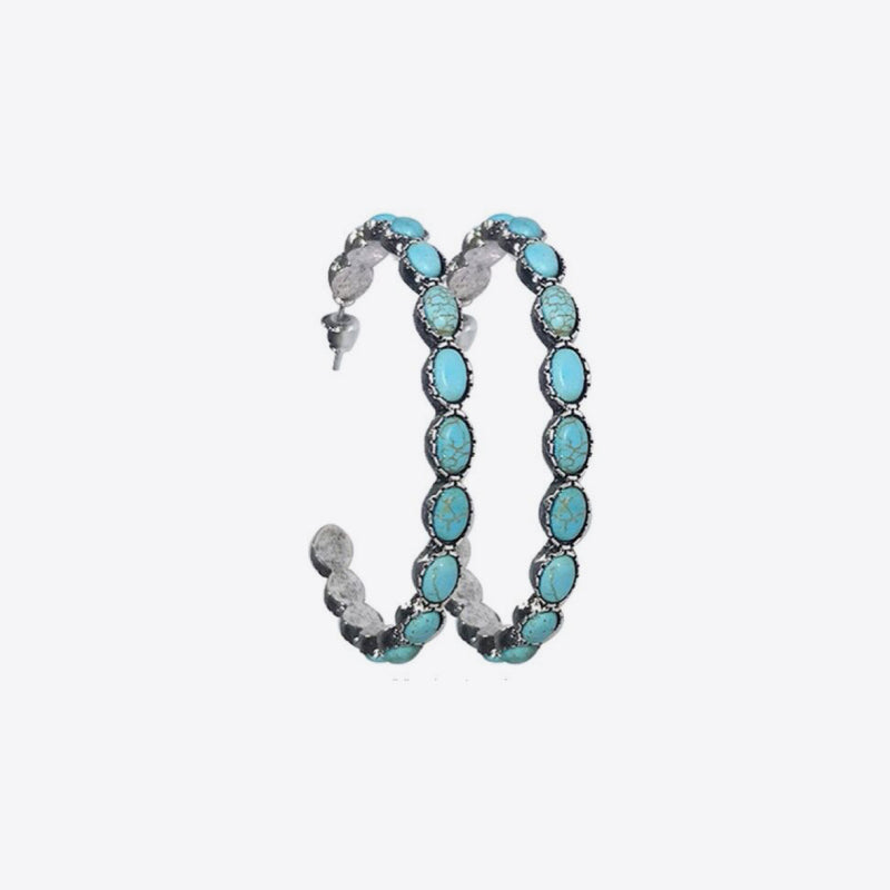 Artificial Turquoise C-Hoop Earrings - Stormyjay