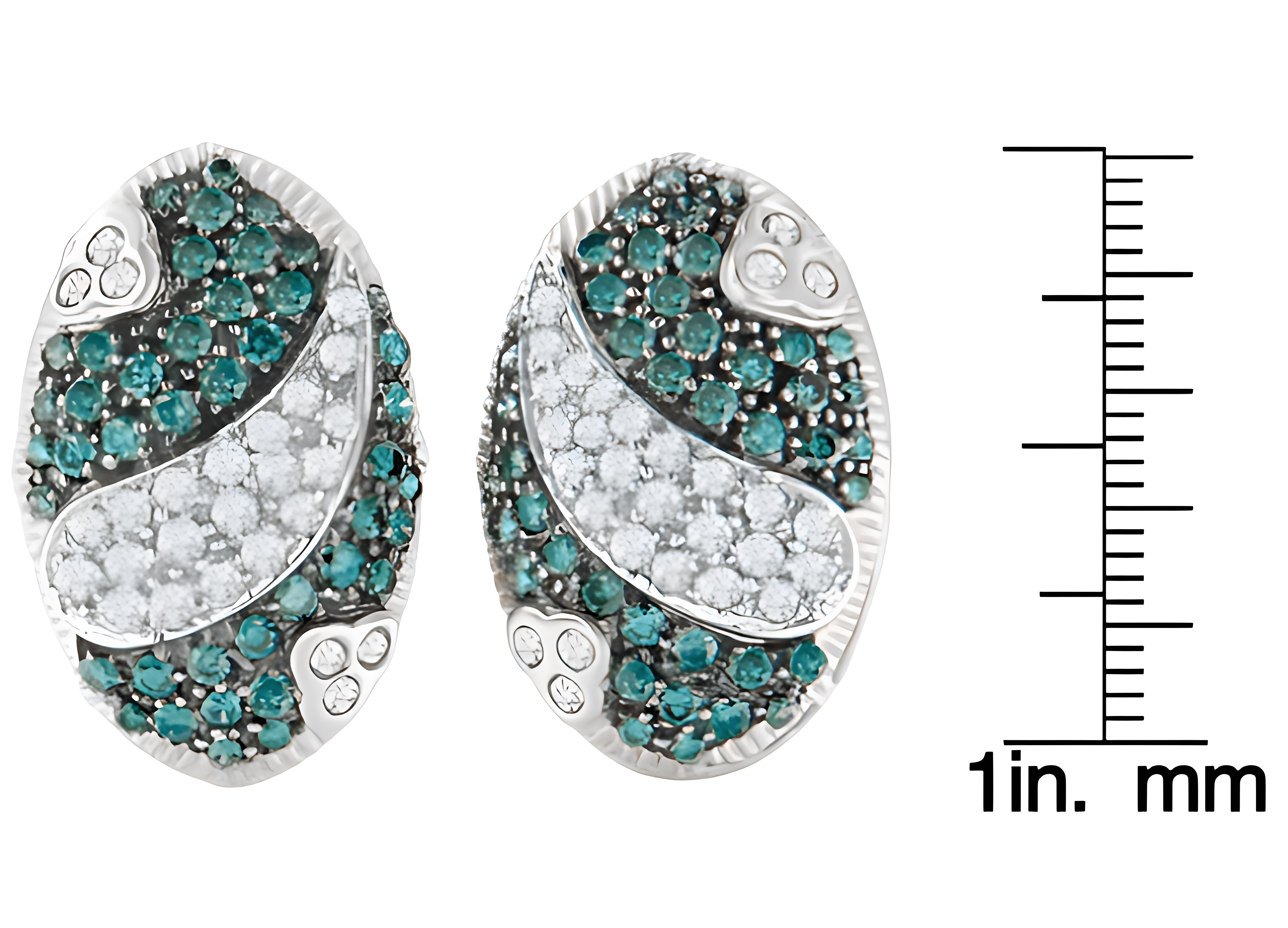 14K White Gold 2 cttw White and Treated Blue Diamond Earrings (H-I, SI1-SI2) - Stormyjay