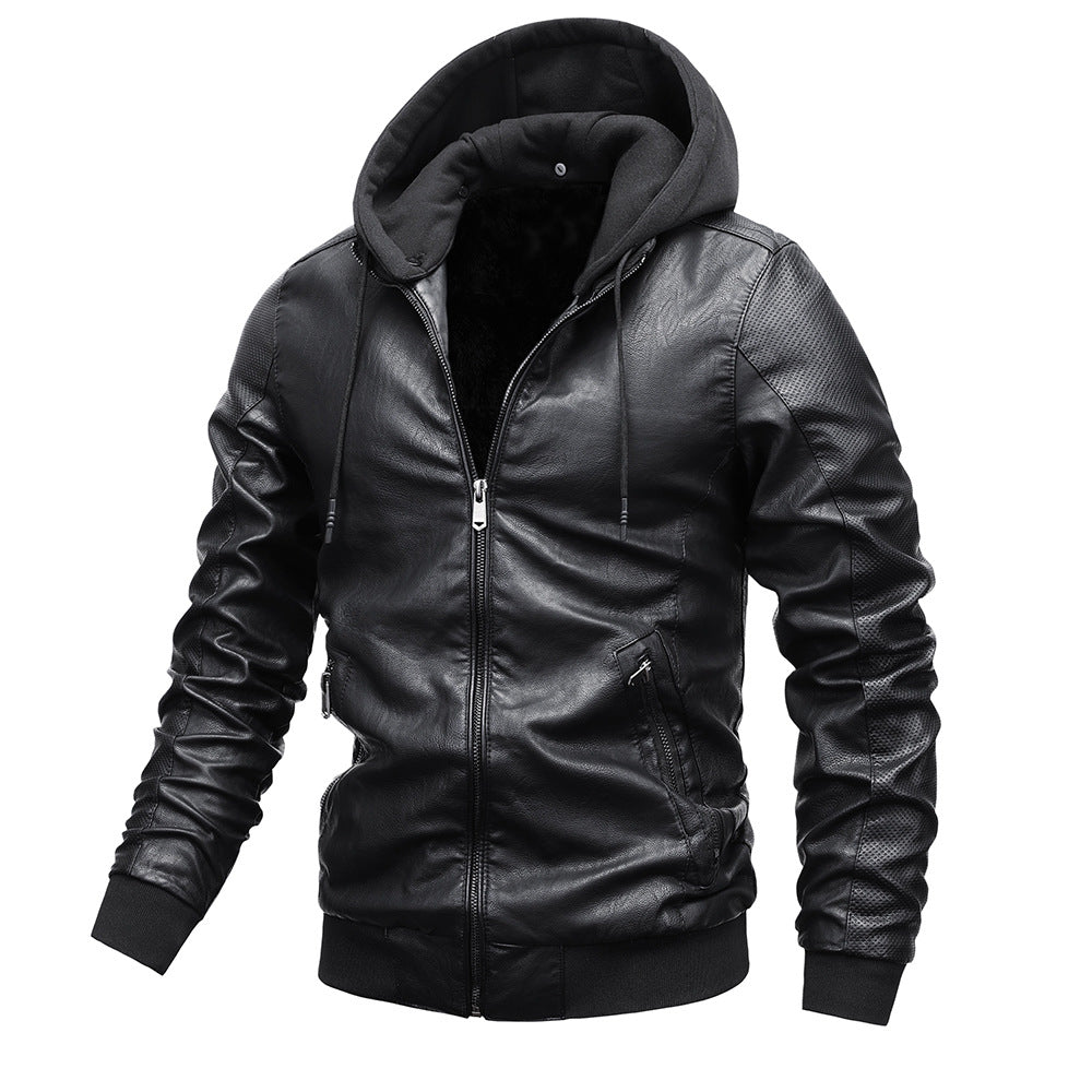 Winter Stand-collar PU Jacket Leather Jacket Men - Stormyjay