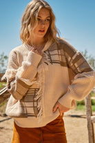 And The Why Plaid Pattern Color Block Fringe Sweater - Stormyjay