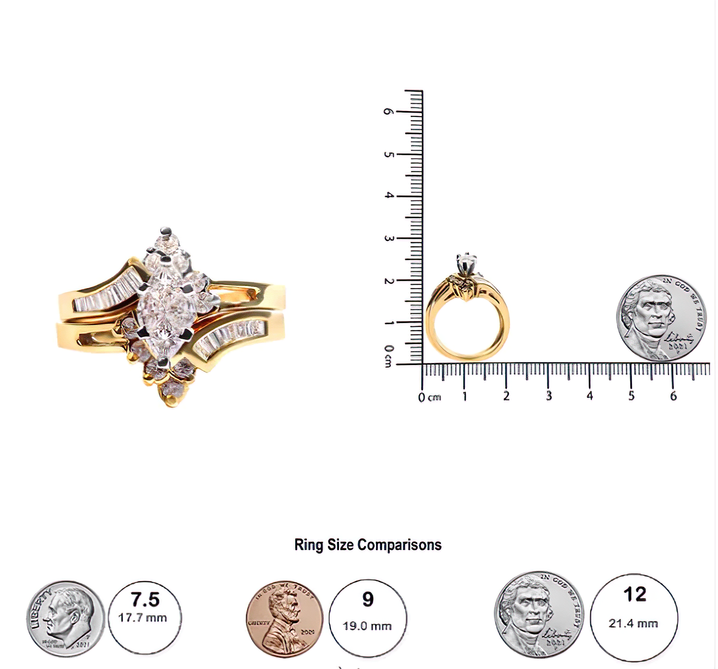 14K Two Tone 3/4 Cttw Diamond Engagement Ring Set (H-I Color, SI1-SI2 Clarity) - Size 7 - Stormyjay