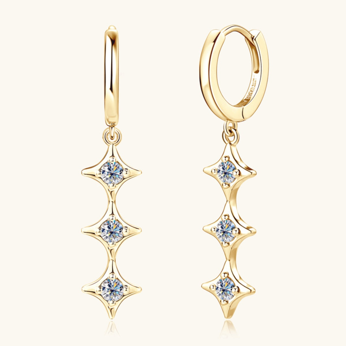 Moissanite 925 Sterling Silver Geometric Shape Earrings - Stormyjay