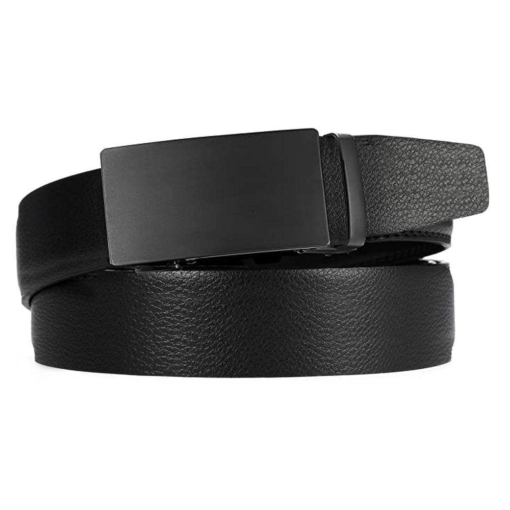 Microfiber Leather Mens Ratchet Belt Belts For Men Adjustable Automatic Buckle Black - Stormyjay