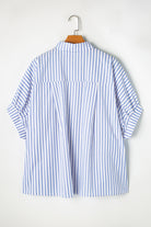 Pink Stripe Button Up Dolman Shirt - Stormyjay