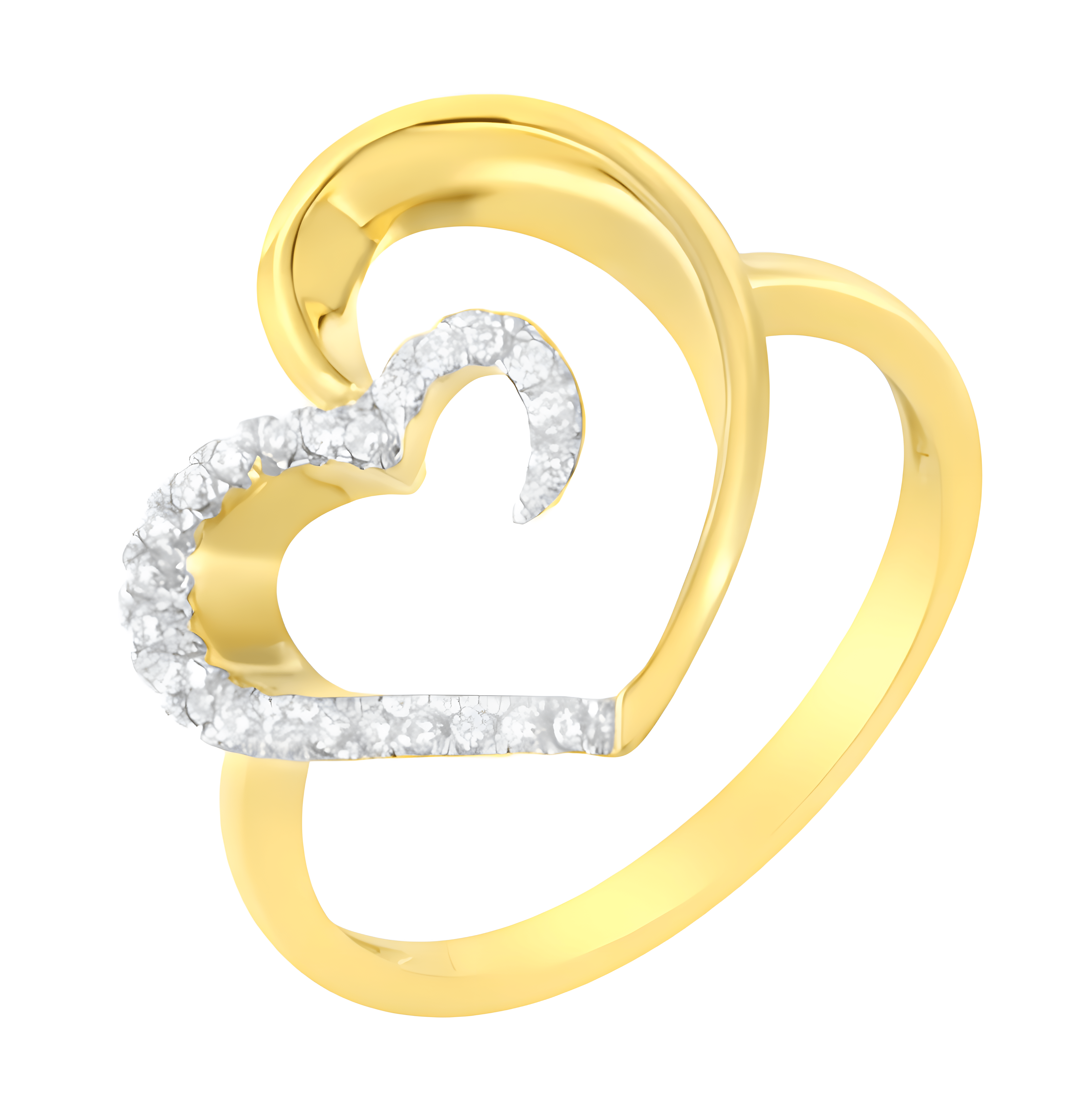 10KT Yellow Gold 1/10 cttw Diamond Heart Shape Ring (K-L, I1-I2) - Stormyjay