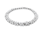 14K White Gold 1 1/2 Cttw Round Diamond Floral Clover-Shaped Link Bracelet (H-I Color, SI1-SI2 Clarity) - Size 7" - Stormyjay