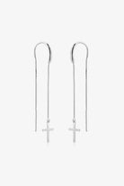 925 Sterling Silver Cross Threader Earrings