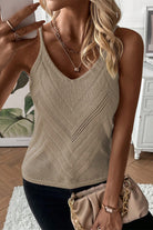 Parchment Chevron Pointelle Knit Cami Top - Stormyjay