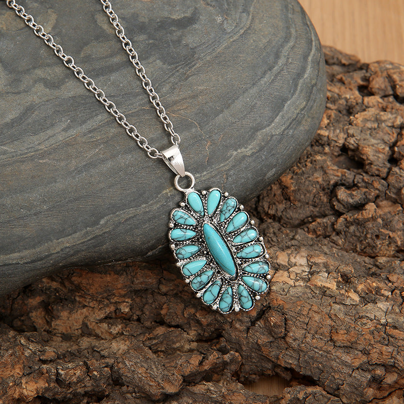 Artificial Turquoise Pendant Alloy Necklace - Stormyjay